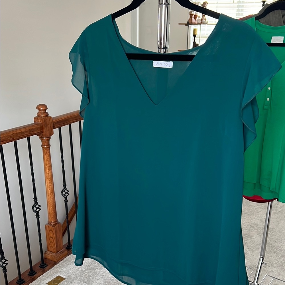 Green and Blue Relaxed Blouse